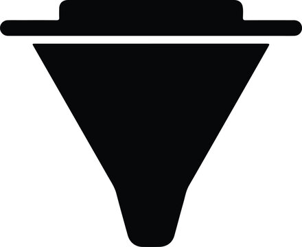 Silhouette design of a simple funnel icon for filtering data vector