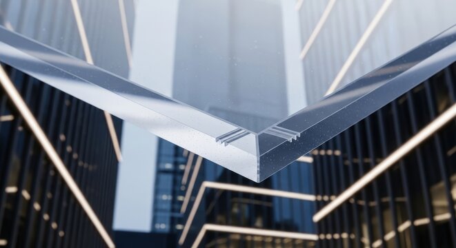 Sharp Edges of a Transparent Acrylic Panel Against a Blurred Architectural Background