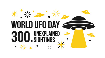 World UFO Day Celebration - Unexplained Sightings, Flying Saucers, Stars © Mangga