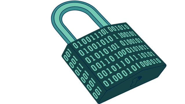 Cyber security digital padlock with binary code illustration security encryption protection technology internet