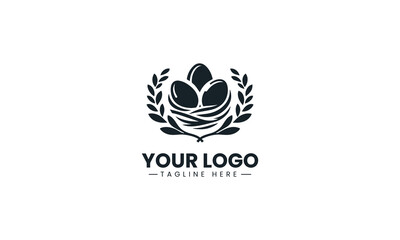 Fototapeta premium Egg nest silhouette clean minimalist black vector logo