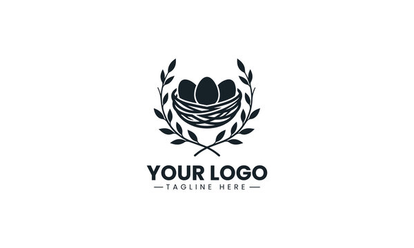 Egg nest silhouette clean minimalist black vector logo