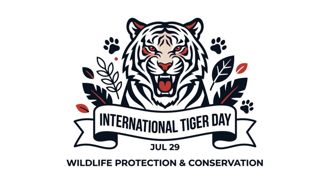 International Tiger Day Banner: Wildlife Protection & Conservation, Jul 29