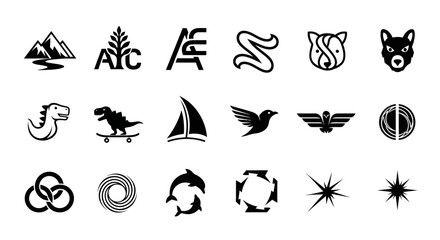 Obraz premium Diverse Collection of Black and White Vector Icons and Symbols