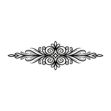 Intricate Black Floral Design Element.