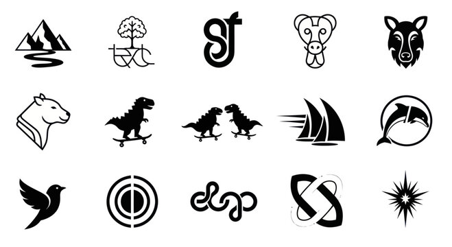 Diverse Vector Icons: Animals, Nature, Dinosaurs, Sports, Abstract & More