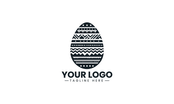A patterned Easter egg is filled with sharp zigzag stripes minimal