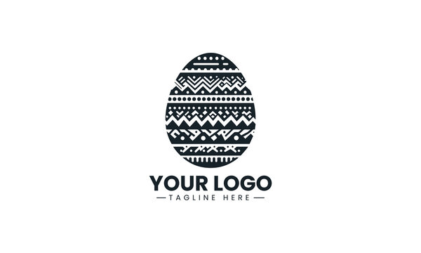 A patterned Easter egg is filled with sharp zigzag stripes minimal