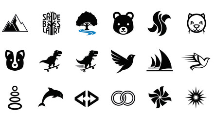 Fototapeta premium Diverse Vector Icons: Nature, Animals, Sports, Symbols, and More