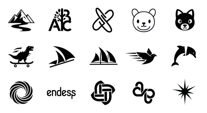Diverse Vector Icons: Nature, Animals, Symbols, and Abstract Designs