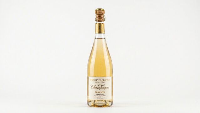 Elegant champagne bottle isolated on a transparent background for celebration