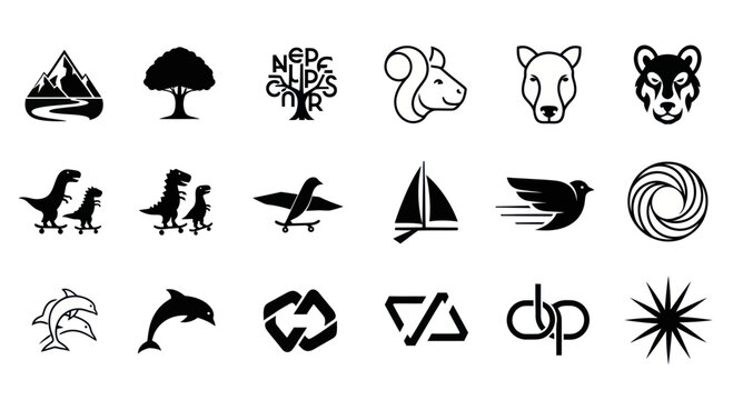 Vector Icons Collection: Animals, Nature, Business, and Abstract Symbols