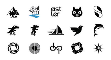 Fototapeta premium Vector Logo Icons Set: Animals, Nature, Business, Symbols, Abstract - Collection