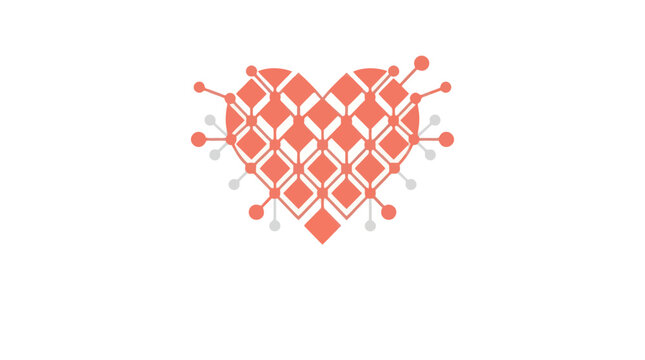 Geometric Heart Network Vector Illustration