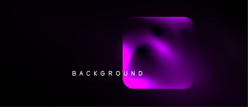 Dark backdrop features vibrant purple abstract shape. Rounded square design with text BACKGROUND below. Minimalist aesthetic, modern feel.