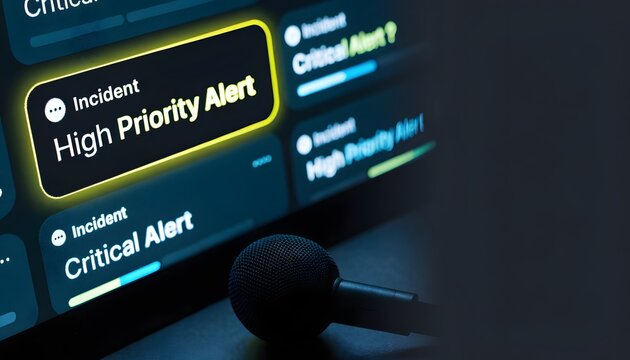 Critical System Alert Notification on Dark Tech Dashboard with Glowing Warning Lights