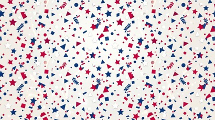 Scattered confetti with stars and streamers in red white blue usa pattern united states fourth of july graphic resource