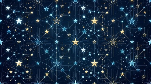 Abstract dark blue background with glowing stars and light streaks usa pattern abstract background illustration futuristic