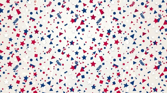 Scattered confetti with stars and streamers in red white blue usa pattern united states fourth of july graphic resource