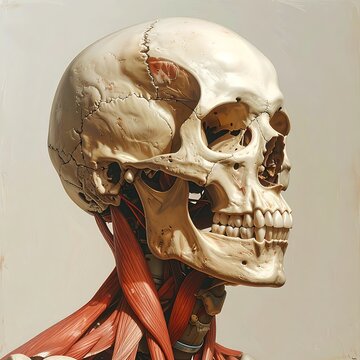 Human Skull Anatomy Medical Illustration.