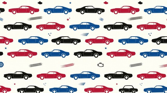Retro car pattern vintage automobile design classic car illustration with sports car muscle car hot rod custom car show car