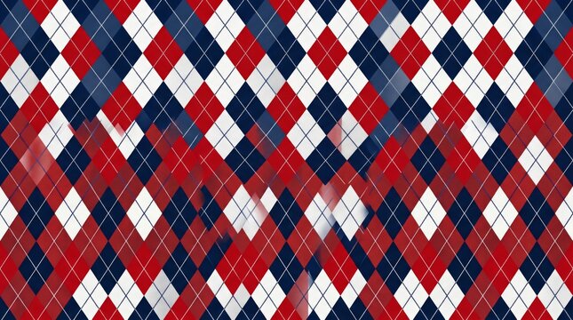Argyle pattern in red white and blue usa pattern with background geometric traditional repeating