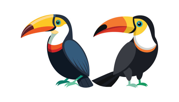 two Toucans bird clipart vector illustration