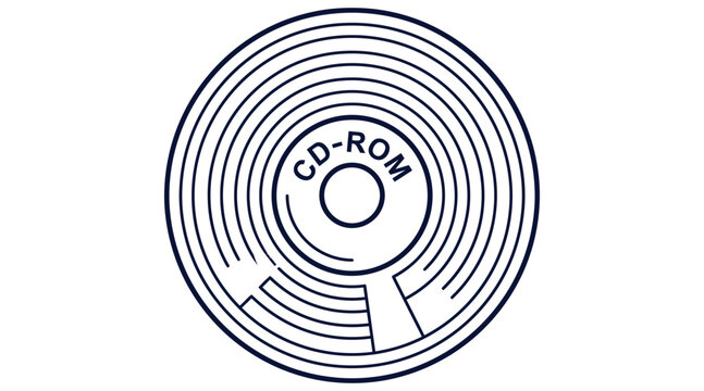 Minimalist CD-ROM icon flat vector design for digital data storage