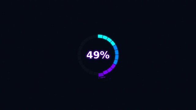 Dynamic motion video showcasing progress indicators with vibrant color transitions and smooth animations illustrating percentage completion