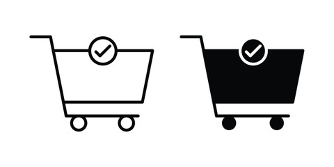 Shopping cart and check mark icon for Graphic Design Projects. EPS10 © Hestia