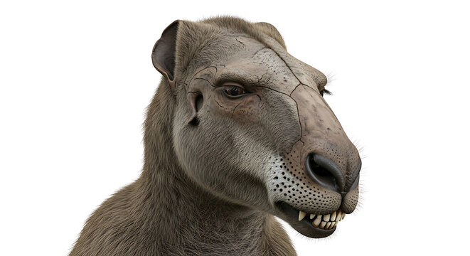 Close-up realistic isolated illustration of a prehistoric mammal with sharp teeth