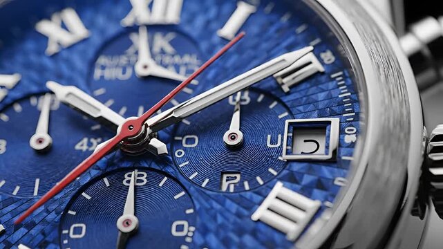Closeup Macro Shot of a Luxury Chronograph Watch Face.