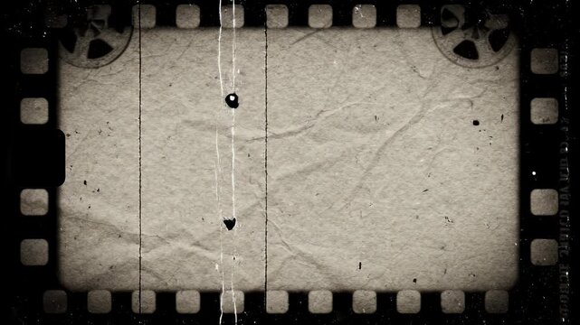 モノクロ映画風グレインとフィルム傷が漂うシネマティック背景アニメーション