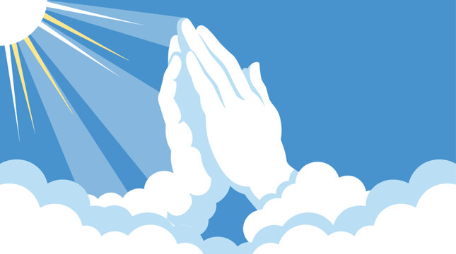 praying hands in the sky vector art