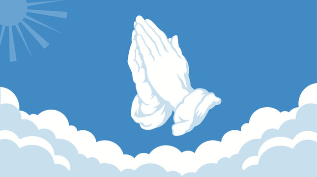 praying hands in the sky vector rt