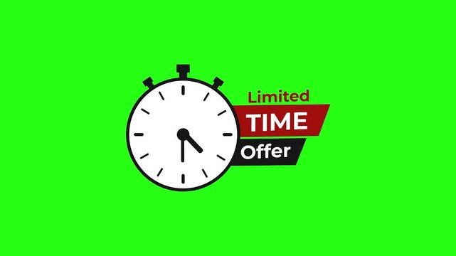 Minimalist stopwatch animation showcasing limited time offer message on vibrant green background for digital marketing campaigns countdown sales events and urgent promotional video productions.
