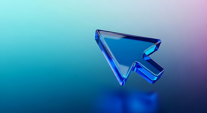 Transparent glass computer mouse cursor pointer icon with transparent technology interface navigation internet software computer