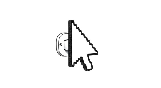 Black and white computer mouse pointer cursor icon.