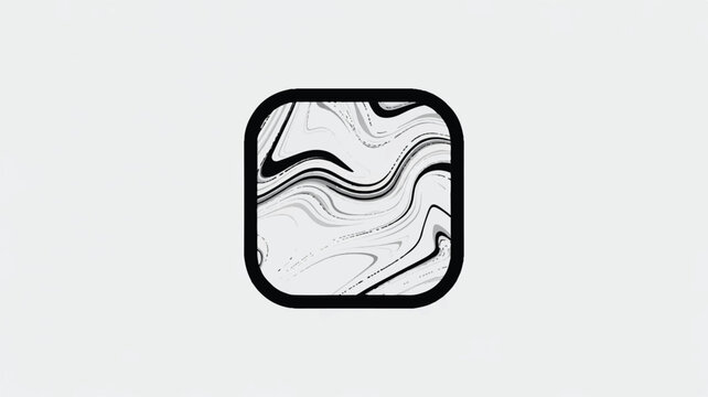 black and white marbled pattern in a rounded square frame