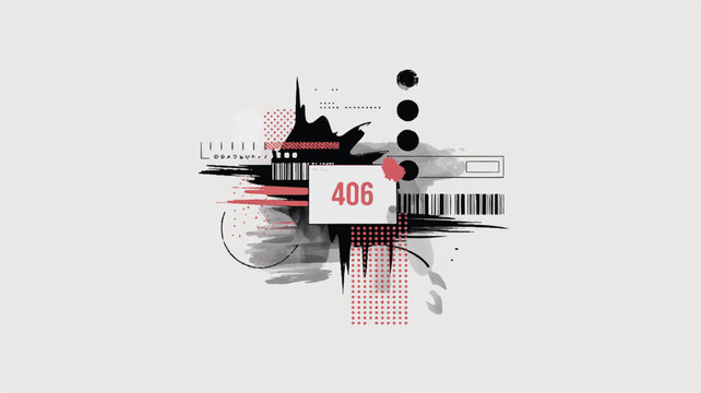 Graphic design elements with barcode and error code 406 on white background
