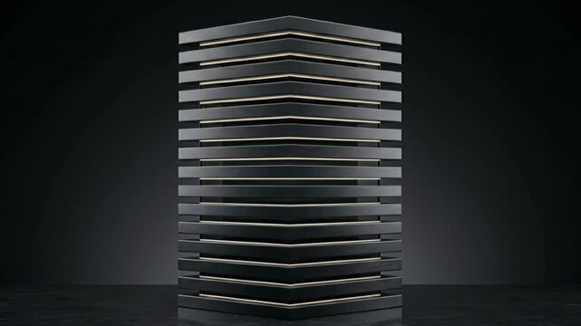 Quantum Layer Abstract Metallic Stack on Dark Background