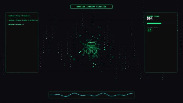Futuristic digital interface motion with animated data visualization and holographic elements for technology and sci-fi themes.
