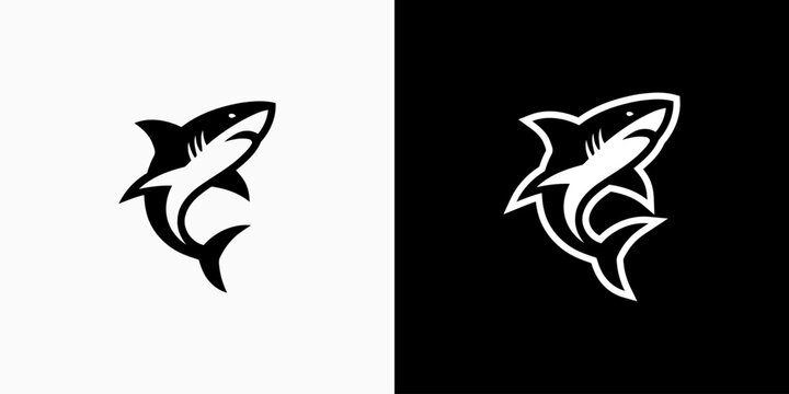 Shark silhouette vector logo design with modern, simple, clean and abstract style.