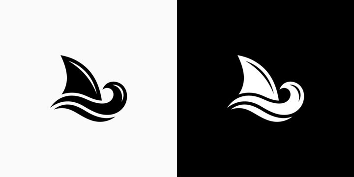 Shark fin silhouette vector logo design with modern, simple, clean and abstract style.
