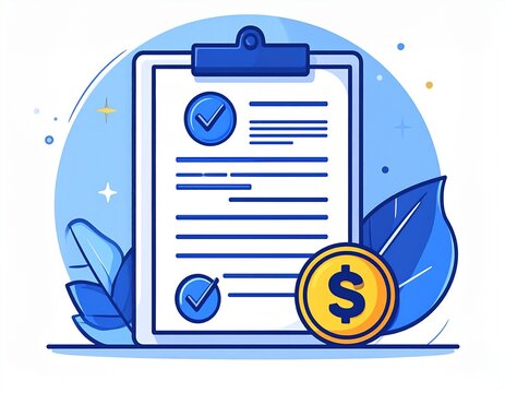 Business subsidy grant application form with yen coin and approved stamp flat line icon vector illustration