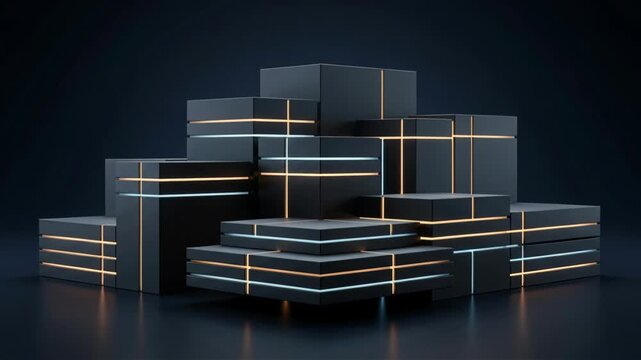 Quantum Layer Stack of Dark Geometric Blocks with Glowing Lines