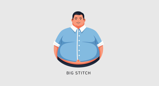 Overweight man in blue button down shirt pixel art