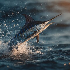 Obraz premium a swordfish leaping out of the water