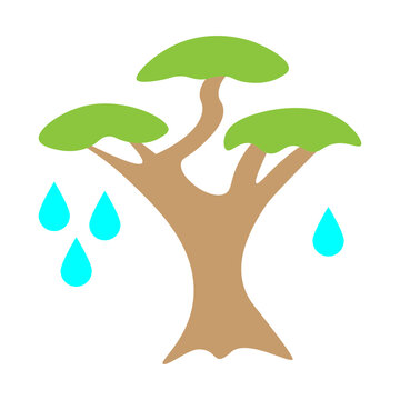 Rain Tree Vector Flat Icon Design