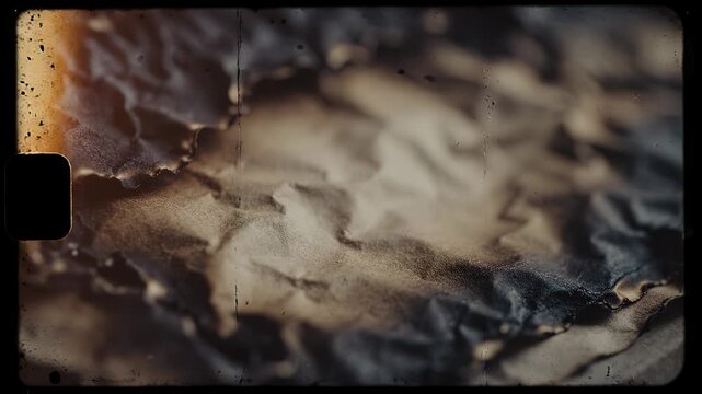退色フィルムカラーと焼けた紙質感が重なる重厚なシネマティック背景アニメーション
